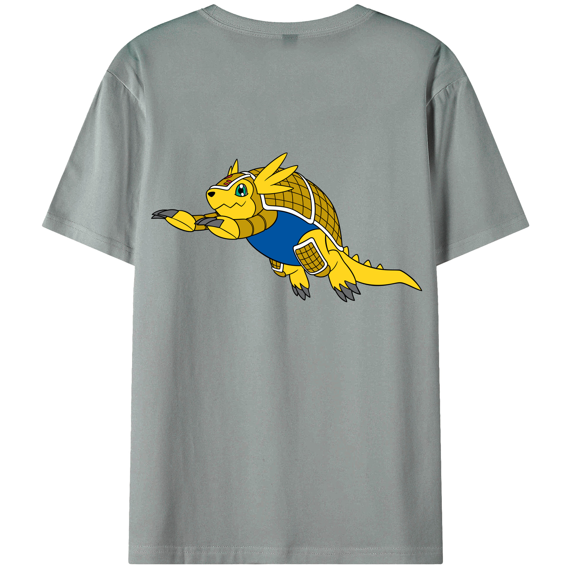 （画像用） Digimon デジタルモンスター/デジモン 綿100％ メンズ半袖Tシャツ（バックプリント） 通気性
